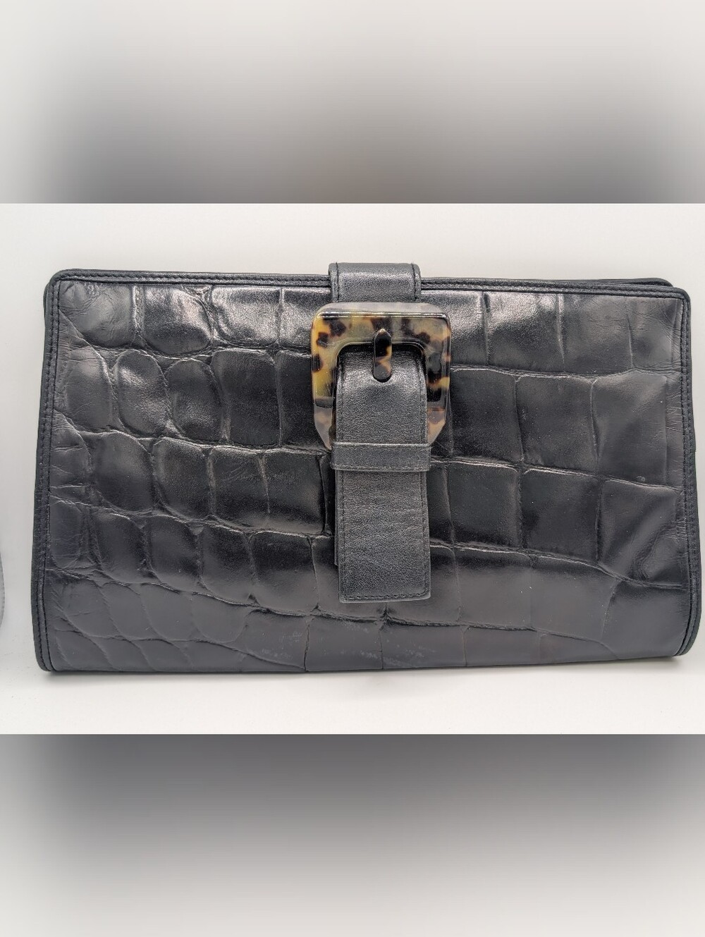 Vintage Susan Gail Clutch Purse Faux Leather Buckle Y2k